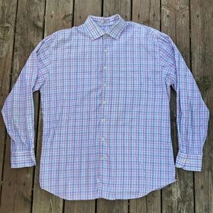 Peter Millar Golf Dress Shirt Button Front  Plaid